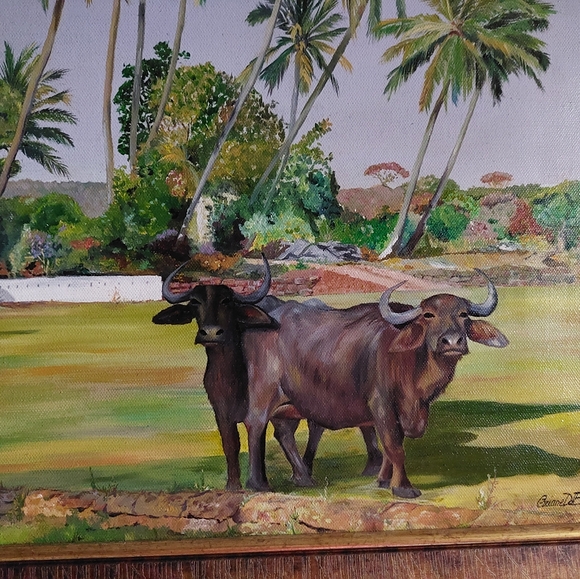 Oil painting framed 25 inches x 17 inches with frame - Picture 3 of 7